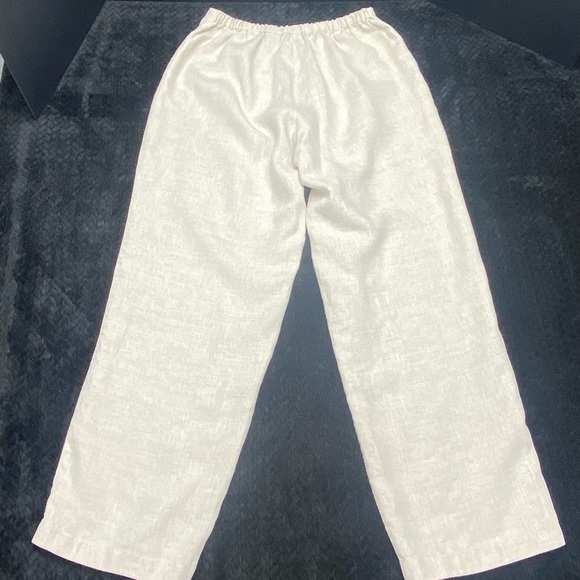 L.L. Bean Women’s Linen Pants 6P Tan Button/Zip Front Elastic Back OFFICE CHURCH - Picture 7 of 11